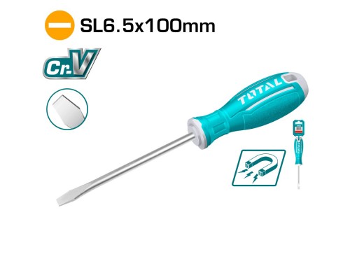 Отвертка шлицевая SL6,5 100мм TOTAL TSDRSSL6100