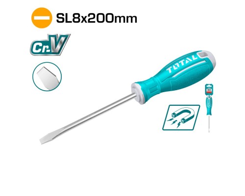 Отвертка шлицевая SL8 200мм TOTAL TSDRSSL8200