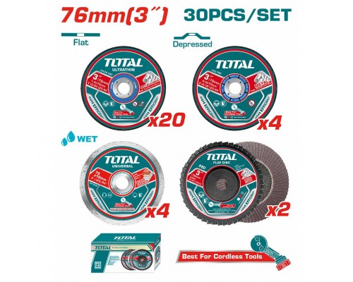 Набор отрезных и шлифовальных дисков TOTAL TAC97630 (30шт)