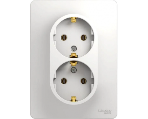 Розетка 2-м СП Glossa 16А IP20 с заземл. в сборе бел. SE GSL000124