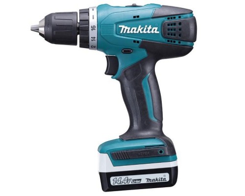 Аккумуляторная дрель-шуруповерт MAKITA DF347DWE (G-series) 14,4 В, 2 акк., 1,5 А/ч Li-Ion, 2 скор., 30Нм, шурупы до 8мм