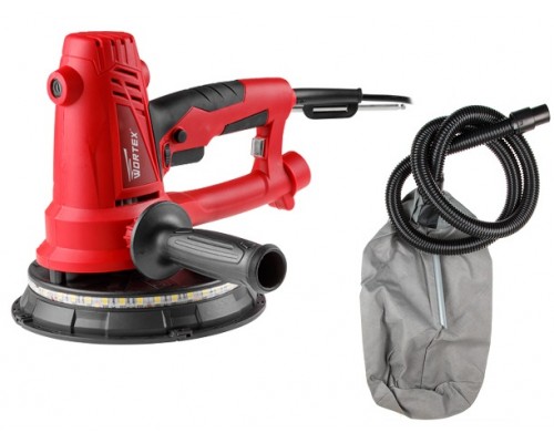 Wortex DG 1875 (DG187500004) Шлифмашина для стен и потолков 750Вт, 1500-2700 об/мин, 180мм, регул. об., подсветка LED 360 гр., не требуется пылесос