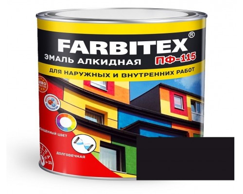 FARBITEX Эмаль алкидная ПФ-115 Черный 1,8кг
