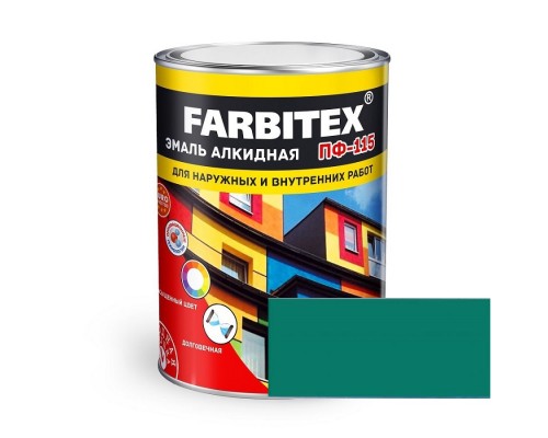 FARBITEX Эмаль алкидная ПФ-115 Зеленый 0,8кг
