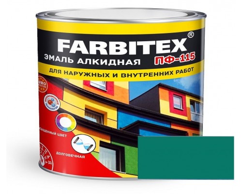 FARBITEX Эмаль алкидная ПФ-115 Зеленый 1,8кг