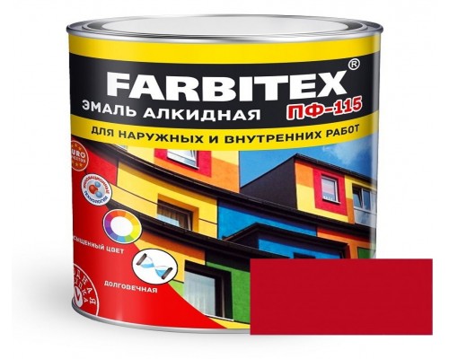 FARBITEX Эмаль алкидная ПФ-115 Красный 1,8кг