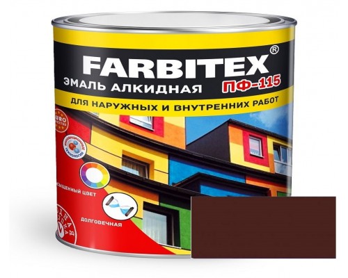 FARBITEX Эмаль алкидная ПФ-115 Шоколадный 1,8кг