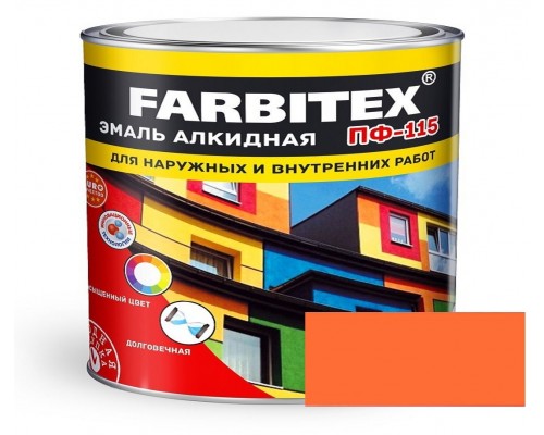 FARBITEX Эмаль алкидная ПФ-115 Оранжевый 1,8кг