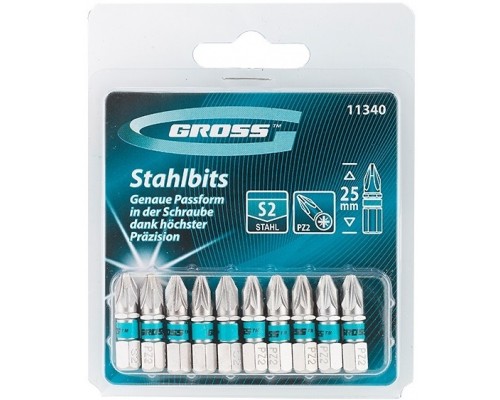 Набор бит РН2*25, сталь S2, 10 шт. Gross