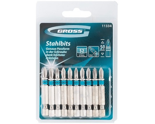 Набор бит РН1*50, сталь S2, 10 шт. Gross