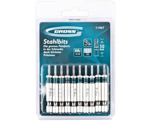 Набор бит Torx 8*50, сталь S2, 10 шт. Gross