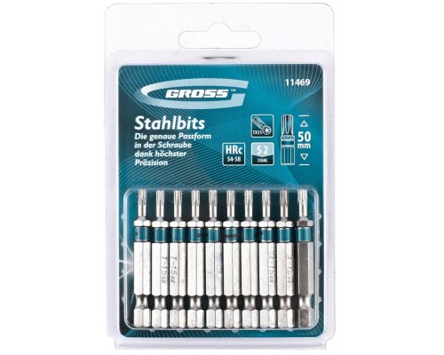 11469 Набор бит Torx 15*50, сталь S2, 10 шт. Gross
