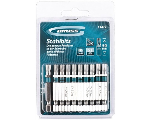 Набор бит Torx 30*50, сталь S2, 10 шт. Gross