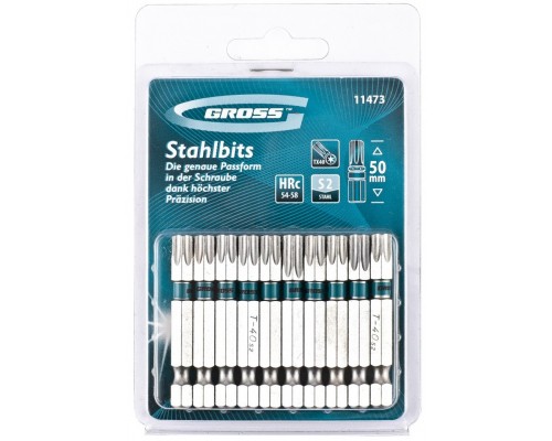 Набор бит Torx 40*50, сталь S2, 10 шт. Gross