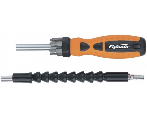 115575 Отвертка телескопическая, набор бит, гибкий привод, 8шт, Sparta