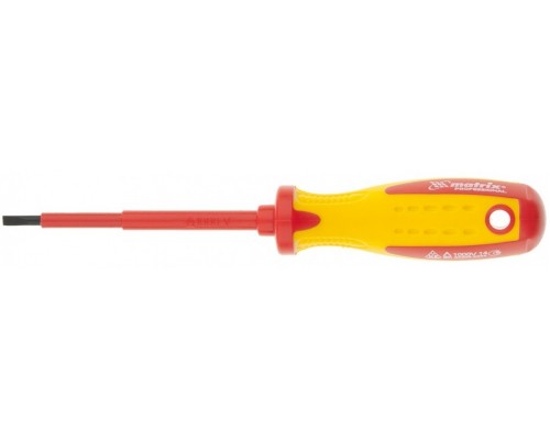 12916 Отвертка Insulated, SL4*100мм, CrMo, до 1000 В, двухкомпонентная рукоятка Matrix Professional