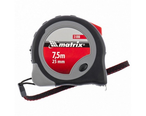31090 Рулетка Continuous fixation, 7,5м*25мм,двухкомпонентный корпус, плавная фиксация Matrix
