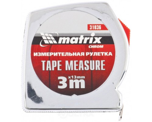 Рулетка Chrom, 3м*13мм, хромированный корпус Matrix