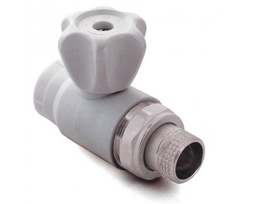 Кран шаровый ПП для радиатора 20*1/2" прямой, серый RTP