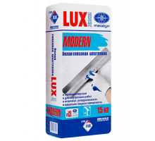 LUX MODERN Гипсовая шпатлевка белая применяется для высококачественной отделки стен и потолков внутри помещений с нормальным температурно - влажностным режимом эксплуатации 15кг
