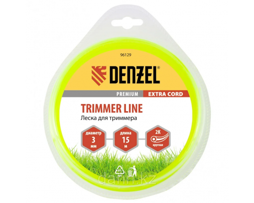 96129 Леска для триммера круглая 3.0мм*15мм Denzel