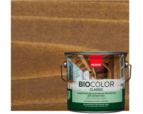 NEOMID BIO COLOR CLASSIC Защитная декоративная пропитка для древесины Дуб 2,7л