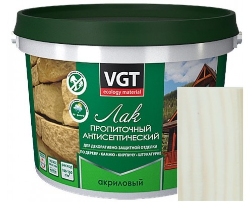 VGT Лак акриловый пропиточный с антисептиком для дерева и камня Белый 2,2кг