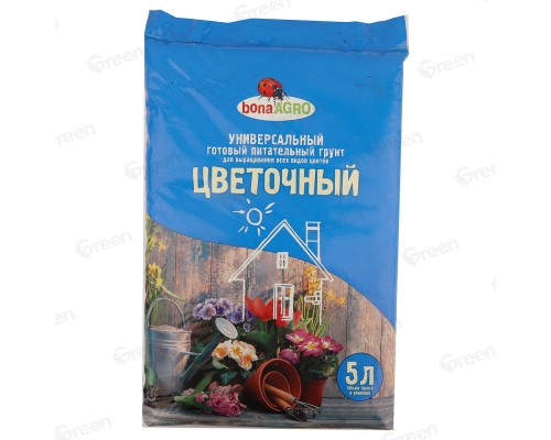 Грунт питательный bonaAGRO ЦВЕТОЧНЫЙ 10 л., РБ, пр-во ООО "ГРУНТ-АГРО"