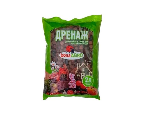 Дренаж керамзитовый "bonaAGRO" 2л МЕЛКИЙ фр. 5-10 мм., РБ