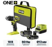 Дрель-шуруповерт ударная RYOBI RPD18C1-242S система ONE +