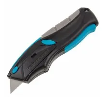 Нож ремонтно-монтажный, трехкомпонентная рукоятка, автовыброс, возврат лезвия, пистолетного типа, 170 мм, 5 запасных лезвий Gross 