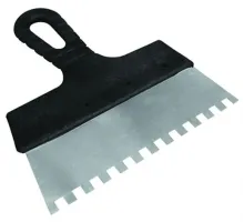 85500 Шпатель из нержавеющей стали, 250 мм, зуб 10х10 мм, пластмассовая ручка Сибртех 