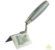 Мастерок из нержавеющей стали, 80х60х60мм, для внешних углов, деревянная ручка Matrix 