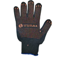 Перчатки трикотаж. WUMAX х/б, ПВХ, 5 нитей, 7,5 класс, 215 текс, черные