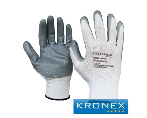 Перчатки нейлоновые KRONEX NEURON-N, натуральное покрытие, PER-0012