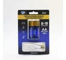 Перезаряжаемые аккумуляторы АА, 1,5V 1650mwh, Блистер (2шт) + кабель TYPE-C ETP