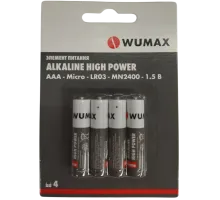 Элемент питания ALKALINE HIGH POWER ААA/LR03-1.5В, щелочной, WUMAX