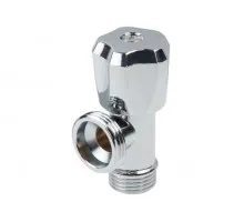 Кран вентильный 1/2" нар. х 3/4" нар. для стир. машины ХРОМ., AV Engineering (Латунь, макс. 10 бар, макс. 110 °С)