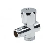 Кран вентильный 1/2" нар. х 3/4" нар. х 1/2" вн. для стир. машины ХРОМ., AV Engineering (Латунь, макс. 10 бар, макс. 110 °С)