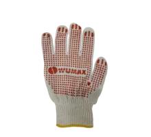 Перчатки трикотажные WUMAX х/б, ПВХ, 5 нитей, 10 класс, 150 текс, белые