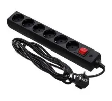 Сетевой фильтр 6/2м 16А 3,5кВт с з/к с выкл. ПВС 3*1,5 черный ETP SECURITY 