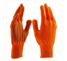 Перчатки Нейлон, ПВХ точка, 13 класс, оранжевые, XL Россия
