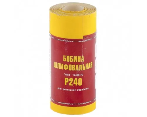 Шкурка на бумажной основе, LP41C, зернистость Р 240, мини-рулон 115 мм х 5 м, "БАЗ" Россия