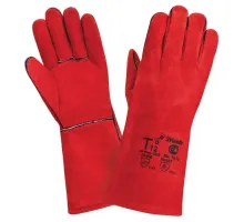 Перчатки кожаные (спилковые) на красной подкладке, длина 35 см, CSW001-R