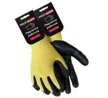 Перчатки из ЖЕЛТОГО полиэстира с черным усиленным нитриловым покрытием с ярлыком PROFMAER