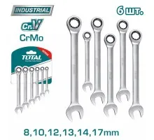 Набор ключей комбинированных с трещоткой TOTAL THT102RK566 (6 шт)