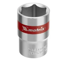 Головка торцевая, 19 мм, шестигранная, CrV, под квадрат 1/2, хромированная Matrix