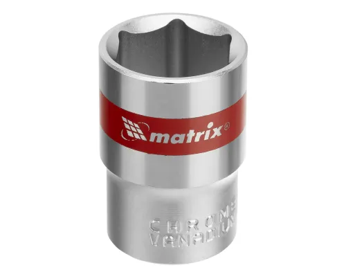 Головка торцевая, 19 мм, шестигранная, CrV, под квадрат 1/2, хромированная Matrix