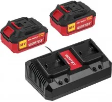 Комплект аккумулятор 18В 4Ач 2 штуки и зарядное устройство WORTEX XLT SET