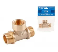 Тройник латунный наружная-внутренняя-наружная 1/2" AV ENGINEERING (AVE306007)